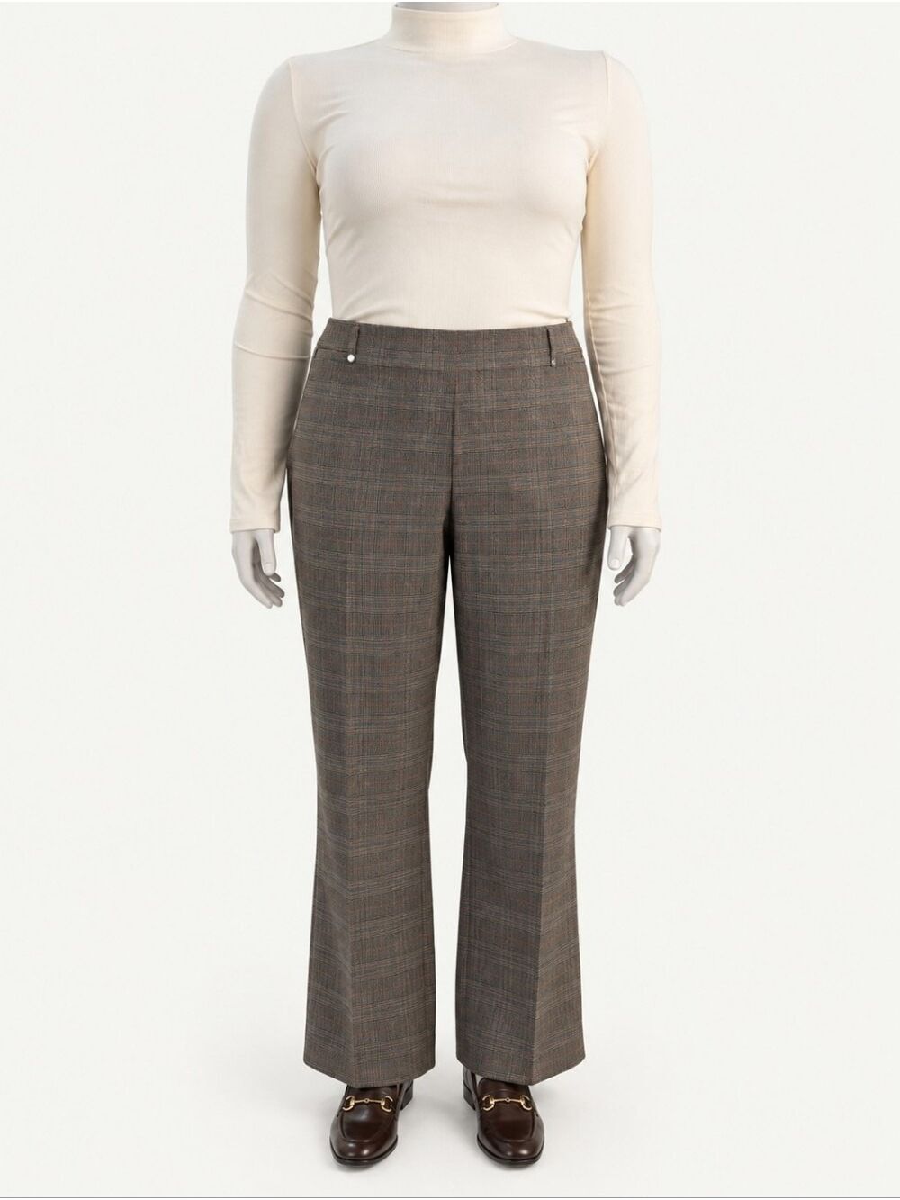 Zac & Rachel 24W Brown Plaid Bootcut Stretch Trouser Pants NWT